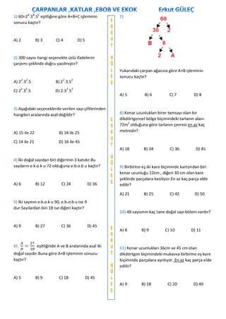 8.sınıf matematik çarpanlar ve katlar test ile ilgili görsel sonucu