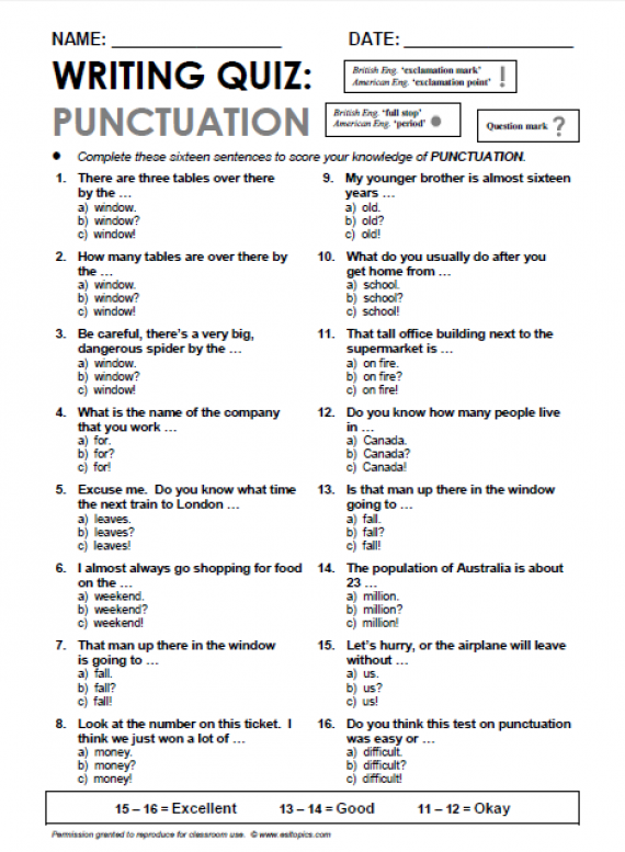 Writing Quiz 11 Mart 2014 Görsel Eğitim Bilişim Ağı